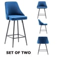 thumbnail image 2 of TWO - Chacha Velvet Blue barstools Upholstered Modern Counter height Stool Bar Chairs Set of 2, 2 of 6