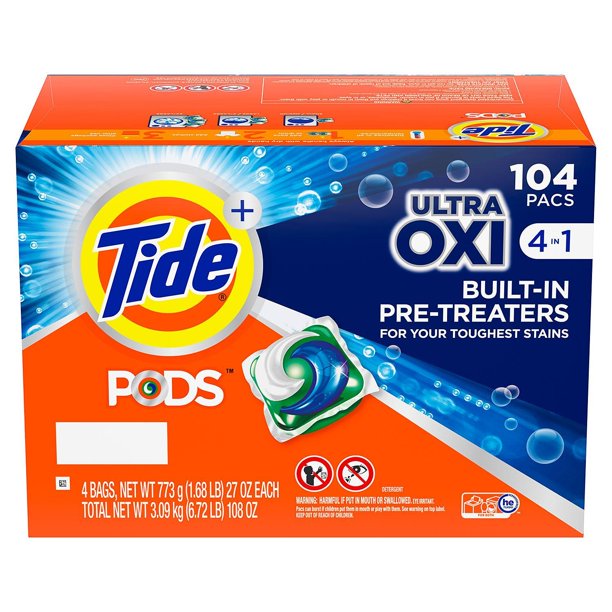Tide PODS Ultra Oxi Liquid Detergent Pacs (104 Loads)