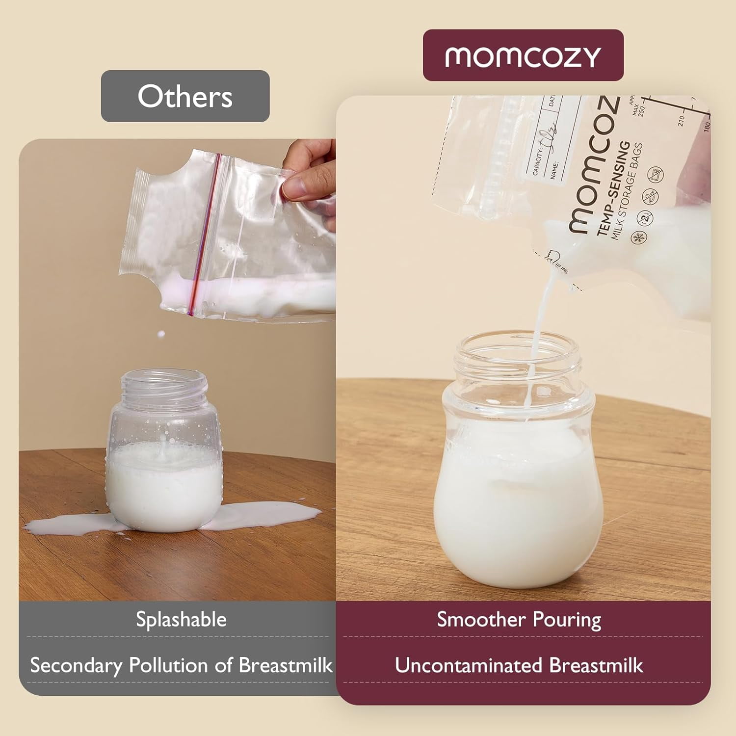 Momcozy Breastmilk Storage Bag, 8Oz, Temp-Sensing Color Change, 200 Count