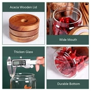 LEAVES AND TREES Y Glass 5-Cup Stackable Food Storage Canisters with Wood Lids, Set of 5