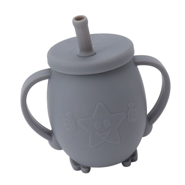 Silicone Sippy Cup, 230 Ml De Copa De Entrenamiento De La Copa Para Niños Pequeños Con Manijas De Paja Y Tapa Y No Slip Para Niños Pequeños, Tazas De Paja De Silicona A Prueba