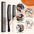 thumbnail image 3 of 3 Pcs Carbon Fiber Hair Heat Resistant Anti-static Hairdressing Comb Fine Wide Tooth Hairdressing Comb, 3 of 5