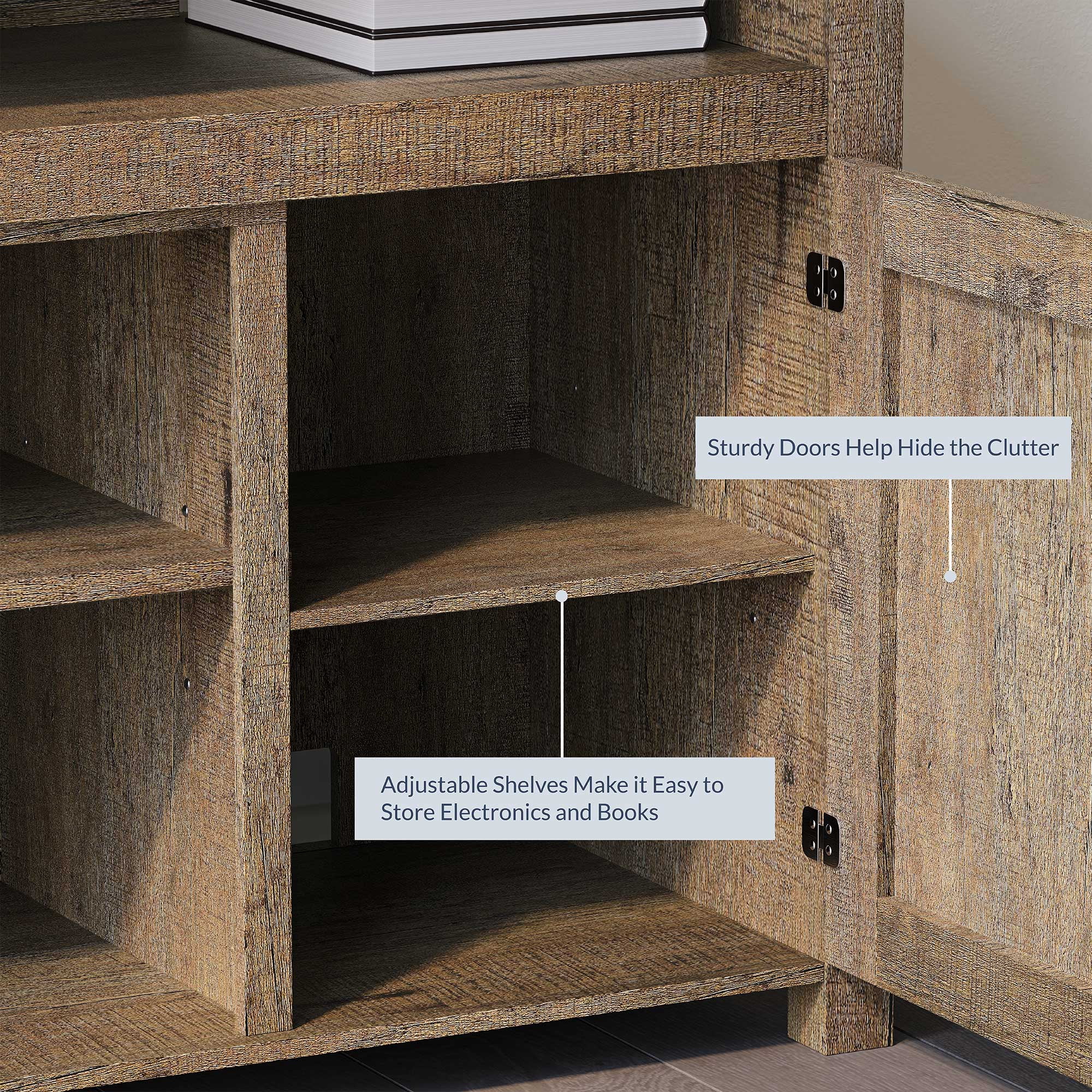 BELLEZE TV Stand Media Entertainment Center Console - Corin (Wood)