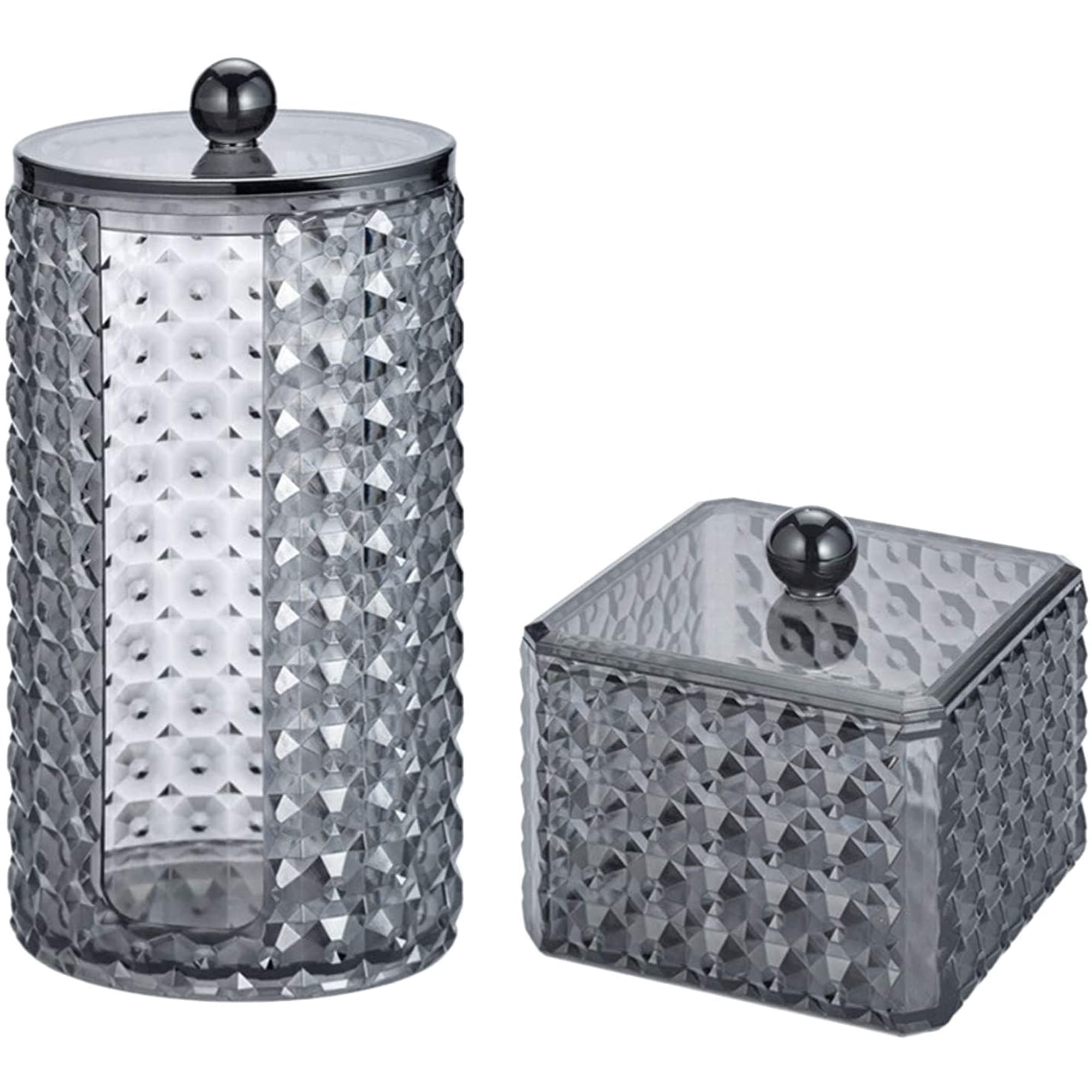 Lot De 3 Boîtes Distributrices De Cotons-Tiges En Acrylique Transparent Avec Couvercle - Rangement Cosmétiques