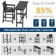 thumbnail image 6 of FOOWIN Outdoor Bar Table and Chairs Set, Adirondack Bar Chairs Set of 2 and Bar Height Table, All Weather HDPE Bar Height Patio Set, Black, 6 of 8