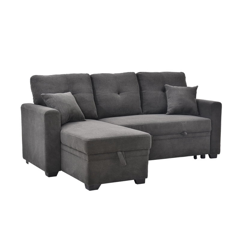 L-Shaped Sectional Sofa with Pull-Out Bed and Reversible Chaise, Convertible Sleeper Sofa Bed Modern Couch Bed for Living Room Apartment