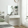 thumbnail image 2 of Vanity Desk with Mirror,Dressing Table with 2 Drawers,White Color,Antique White Particle Board Furniture Bedroom Makeup Vanities, 2 of 12