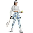 thumbnail image 5 of COEQINE Women Breathable Tennis Skirted Legging with Pockets Elastic High Waist Soft Yoga Leggings with Skirts Hydrangea and Boho Mandala Print Golf Pickleball Skort Pants, 2XL, 5 of 7