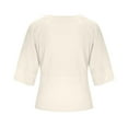 thumbnail image 4 of QLEICOM Women's Summer T Shirts Crewneck 3/4 Sleeve Basic Tops Solid Color Loose Tees Blouse Clearance, 4 of 4