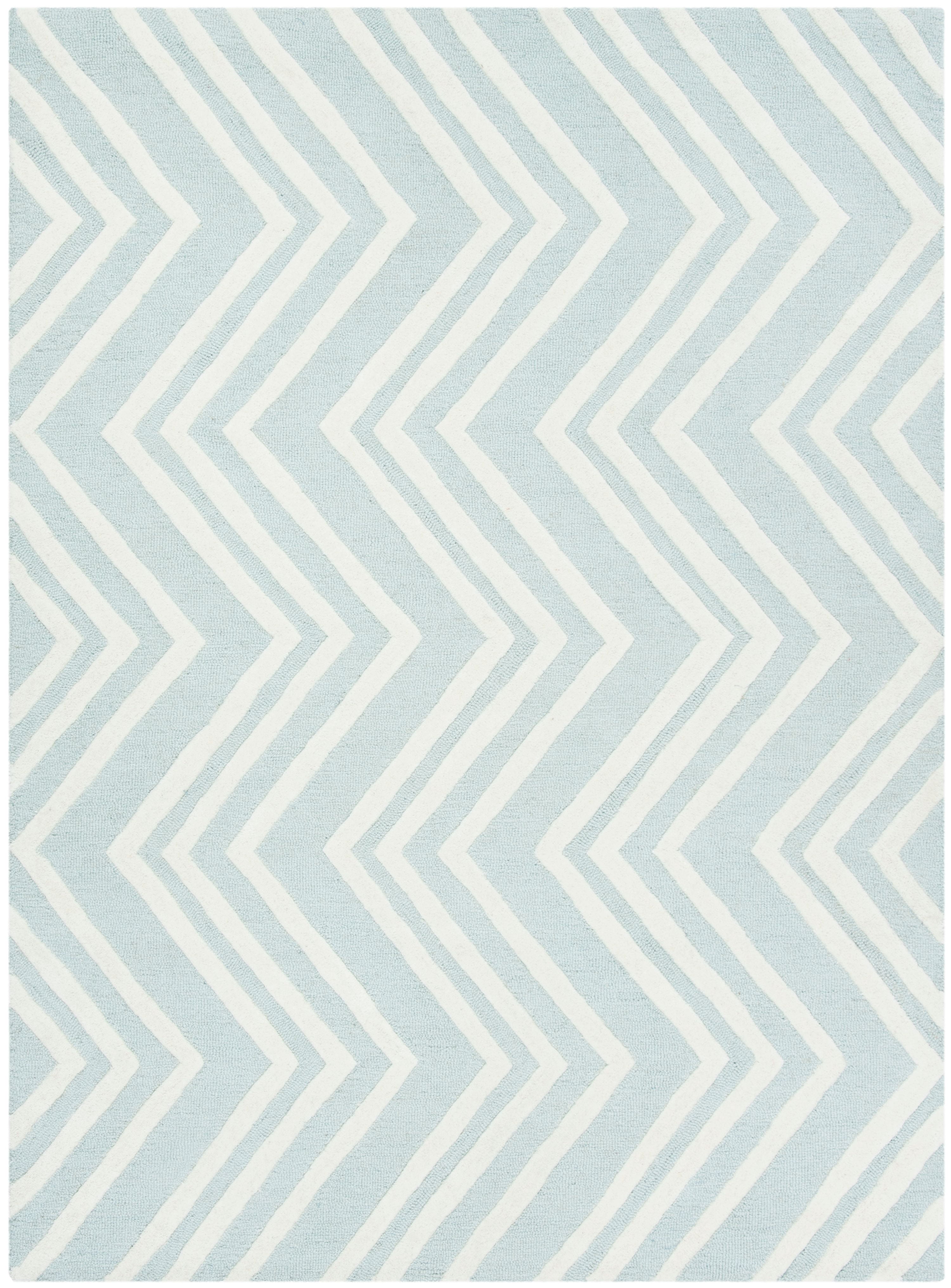 SAFAVIEH Kids Wave Chevron Wool Area Rug, Mint/Ivory, 5' x 7'