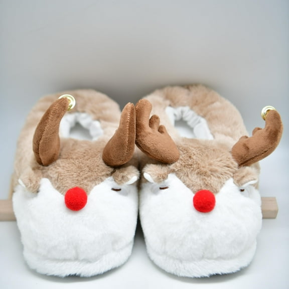 Christmas Plush Slippers for Adults Men & Women, Cute Elf Shoes for Family Party, Xmas Holiday Party Favor, Indoor Outdoor Wear
