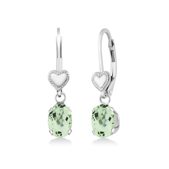 2.00 Ct Oval Green Prasiolite 925 Sterling Silver Earrings