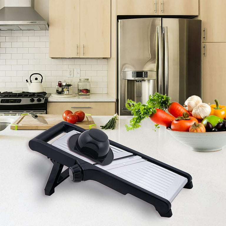 Mandoline Slicer – 6-Setting Adjustable Mandoline Slicer for Kitchen, 16.5  x 5 In. Platform, Hand Guard, Cut-Resistant Gloves – Vegetable Chopper