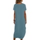 thumbnail image 4 of Vestido de Verano Casual de Mujer, Mezcla de Lino Cuello Redondo sin Mangas Botón Cambio Delantero, 4 of 9