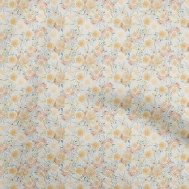 oneOone Cotton Cambric Light Yellow Fabric Watercolor Floral Dress Material Fabric Print Fabric By The Yard 42 Inch Wide
