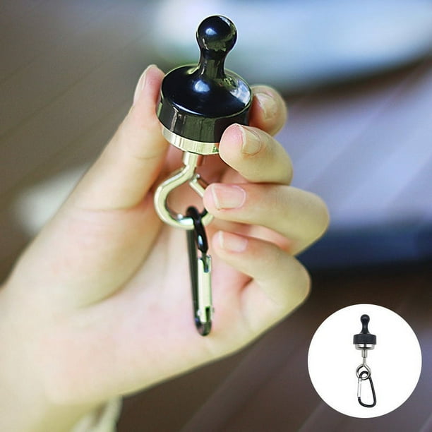 Powerful Magnetic Hooks | Heavy Duty Camping Tent Mountaineering Buckles | Stainless Steel Two-Way Bracket | Strong Magnet | Compact Portable | Black | 0.052kg | Hang Keys Tools Accessories