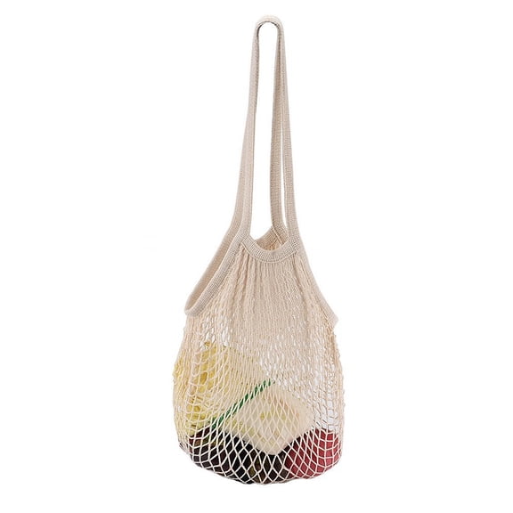 Home Textile Storage Reusable Turtle Bag String Fruit Mesh Handbag for Shopping Net Storage Organizer Household & Kitchen Convenience, White