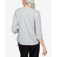 thumbnail image 5 of Alfred Dunner Womens Petite Velour Floral Cut Out Drawstring Hem Top, 5 of 6