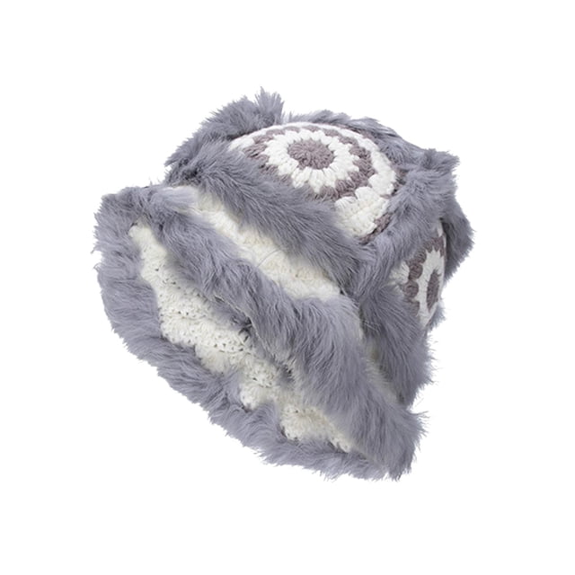 Gorro de pescador de Invierno para mujer Colco Gorro de cubo de felpa sintética Gris