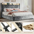 thumbnail image 5 of EnHomee Queen Size Lift up Hydraulic Platform Storage Bed Frame with LED Light &Charge Station,Gray, 5 of 8