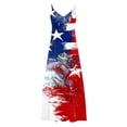 thumbnail image 5 of Rciityk Women's 250th Anniversary 4th of July Maxi Dress - V Neck Spaghetti Strap Patriotic USA Flags Star Print Sleeveless Ankle Length Casual Dress, 5 of 8
