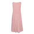 thumbnail image 4 of CHOK Robe Grande Taille pour Femmes Col en V Ample Été Manches Courtes Coton et Lin Robe Bleue, 4 of 6