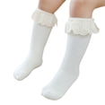 thumbnail image 4 of Faithtur Girl's Solid Color Knitted Socks with Ruffled Lace Decoraction, Lovely Middle Tube Scokings for Spring Autumn and Winter, 4 of 9