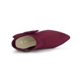 thumbnail image 5 of BLISSFUL STEP Women's Zip Pointed Toe Stiletto Bow Heels Ankle Boots Burgundy 9, 5 of 8