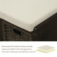 thumbnail image 6 of YesFashion Entryway Storage Bench, Shoe Storage Bench with Removable Cushion, 3 Removable Rattan Basket, Hand-woven Rattan Frame for Living Room, Hallway, 6 of 9