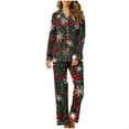 thumbnail image 6 of Mifsaly Womens Christmas Pajamas Sets Winter 2 Piece Pjs V-Neck Long Sleeve Lapel Pullover Sleepwear Xmas Tree Button Down Loose Nightwear High Waist Pants with Pockets 2025 Festival Homewear, 6 of 8