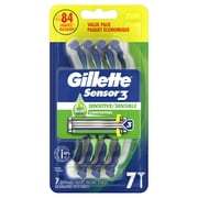 Gillette Sensor3 Sensitive Mens Disposable Razor, 7 Razors