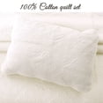thumbnail image 4 of Cozy Line Victorian Medallion Matelasse Scalloped Edge 100% Cotton 2-Piece Twin Quilt Set, Ivory, 4 of 8