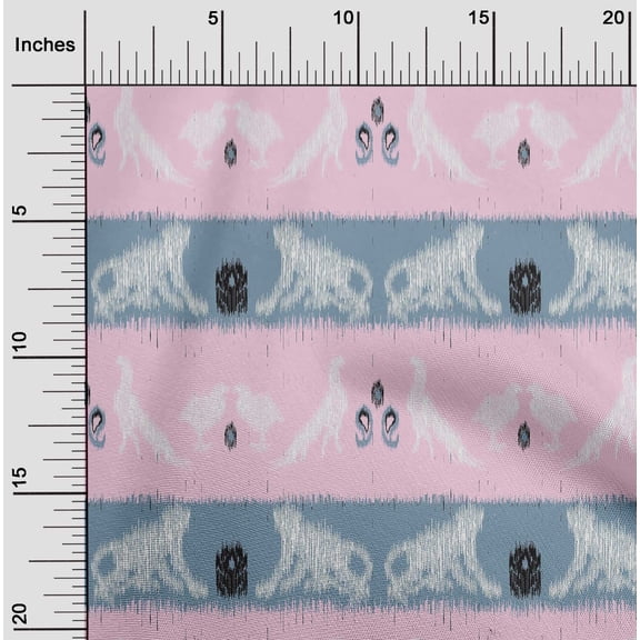 oneOone Viscose Jersey Fabric Stripe|Bird & Monkey Ikat Print Fabric By The Yard 60 Inch Wide