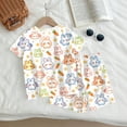 thumbnail image 5 of Girls Summer Clothes Size 7-8 2 Piece Outfits Cute Preppy Animal Print Clothing Sets Casual Short Sleeve T Shirts Top and Shorts Sport Lounge Set Beige 2-3 Years, 5 of 7