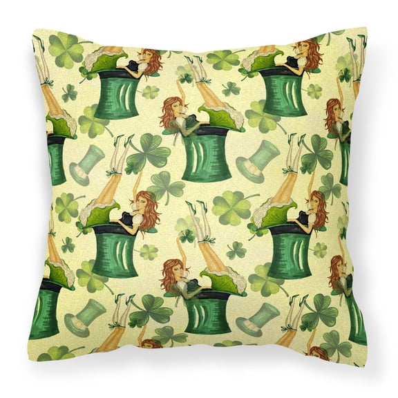 Carolines Treasures BB7559PW1414 Watercolor St Patricks Day Party Fabric Decorative Pillow  14Hx14W multicolor
