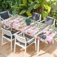 thumbnail image 2 of Spring Easter Table Cloths for 8 Foot Rectangle Tables, Watercolor Floral Eggs Rabbits Leaf Pink Plaid Patio Waterproof Elastic Fitted Tablecloths, Washable Rectangular Table Cover for Camping, 2 of 8