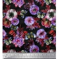 thumbnail image 1 of Soimoi Orange Rayon Crepe Fabric Leaves,Insect & Anemone Flower Printed Craft Fabric by The Yard 46 Inch Wide, 1 of 1