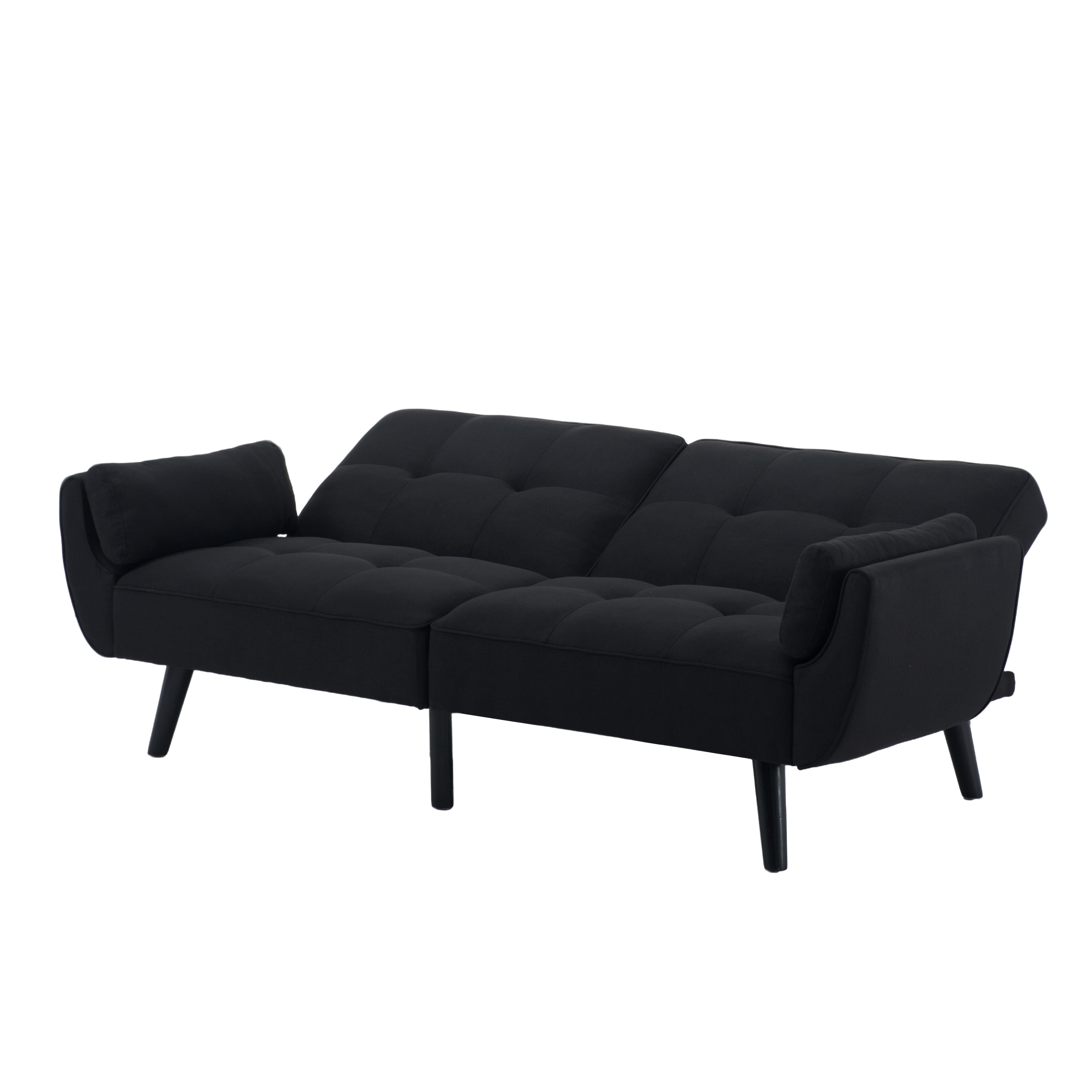 Gewnee 74.8”Convertible Futon Sofa Bed,Tufted Sleeper Couch with 3-Angle Adjustable Split Back,Upholstered Loveseat for Small Spaces & Guest Rooms.Black