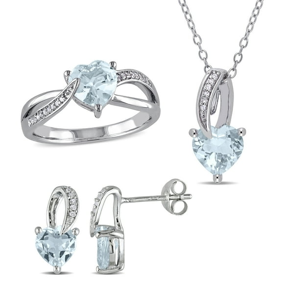Everly Women's Aquamarine Sterling Silver Jewelry Set