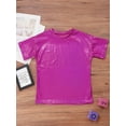 thumbnail image 5 of inhzoy Kids Girls Boys Shinny Hip Hop Short Sleeve Top Festival Party Cosplay Dance Costume Loose Hot Pink 100, 5 of 7