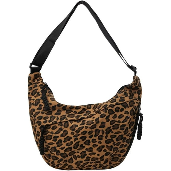 MMYGU Women Stylish Dumpling Bag Multi-pockets Leopard Print Fashion Shoulder Bag Large Capacity Daily Messenger Bag Adjus