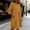 Yellow, variant on FEIIBMOYRIA Women Round Neck Dresses Women's Cotton-Linen Blend Long Sleeve Midi Dresses Gathered 3/4 Sleeves High Waist Loose Comfy A‑Line Daily Outwear Dresses