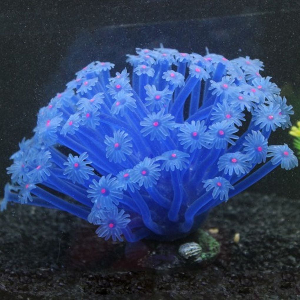 Coral Artificial Plant Fluorescent Fake Sea Anemone Aquarium Landscape Decor 