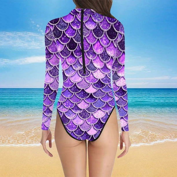 WILLBEST Traje de Baño Mujer control Abdomen Elegante Traje de Baño con Estampado de Escamas de Pescado para Mujer Combinación de Moda y Comodidad