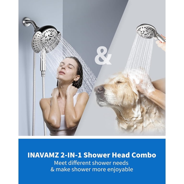 KESTE Dual Shower Head Combo, 7.2in Rain & Handheld, Nickel photo 5