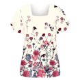 thumbnail image 2 of SMihono Hauts pour Femmes Été Décontracté Mode Hauts Décontractés Col Montant Imprimé Pétale Manches Courtes - T-Shirts Grande Taille, 2 of 5