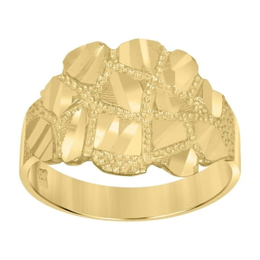 10kt Real Yellow Gold Mens Nugget Fashion Ring