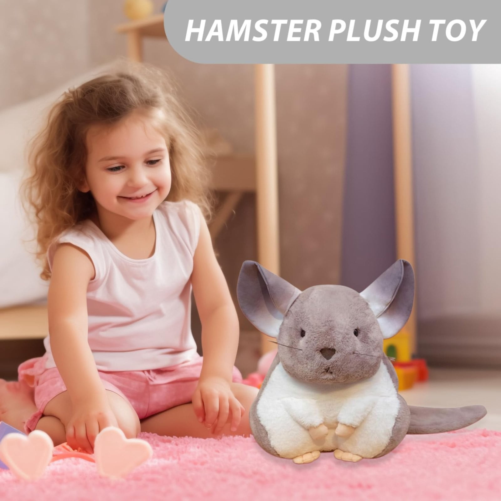 RUIG Hamster Stuffed Animal Plush, Adorable Plush Stuffed Hammy, Ultra-Soft Toy, Made with Premium Fill, Expressive Face and Natural Whiskers; Machine Washable, Gift for Animal Lovers