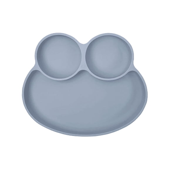 Abiie Octopod Frog Silicone Plates with Suction - Spill Proof, Easy to Clean - BPA-Free Bowl - Suction Plates for Baby and Toddler - Training & Feeding Divided Grip Dish (Gray)