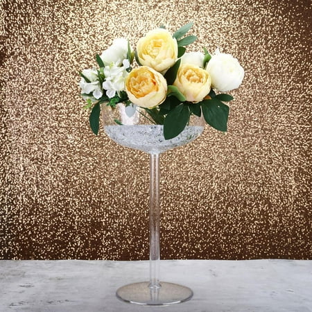 - 18” Tall Set of 4 Plastic Glass Vase Table Centerpiece - With Fillable Stem